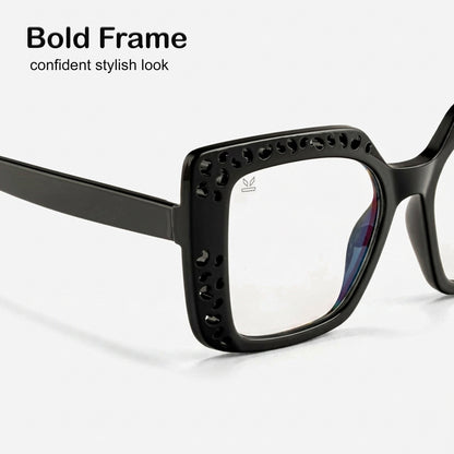 PERKEY Square Full Rim Computer Glasses for Women - OPTL0020-C1