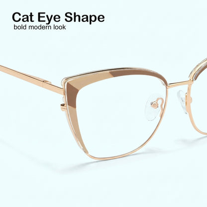 PERKEY Full Rim Cat Eye Blue Light Cut & Antiglare Computer Eyeglasses For Women | Stylish | - OPTL0018-C3