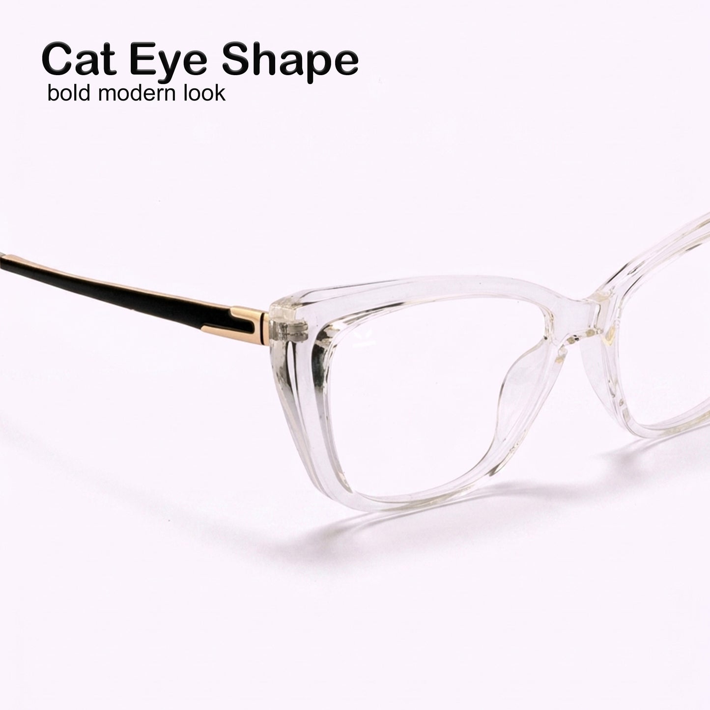 PERKEY Cat Eye Bold Glossy Transparent Spectacle Frame For Women - OPTL0024-C2