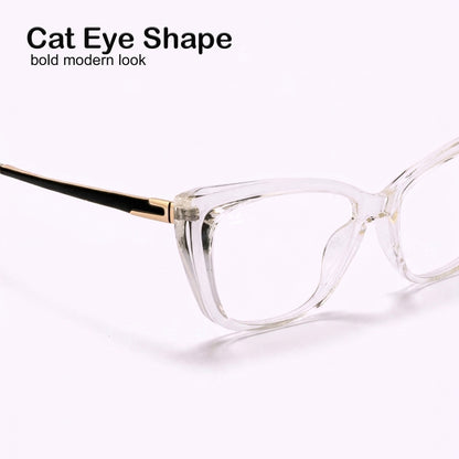 PERKEY Cat Eye Bold Glossy Transparent Spectacle Frame For Women - OPTL0024-C2