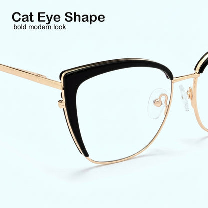 PERKEY Full Rim Cat Eye Blue Light Cut & Antiglare Computer Eyeglasses For Women | Stylish | - OPTL0018-C1