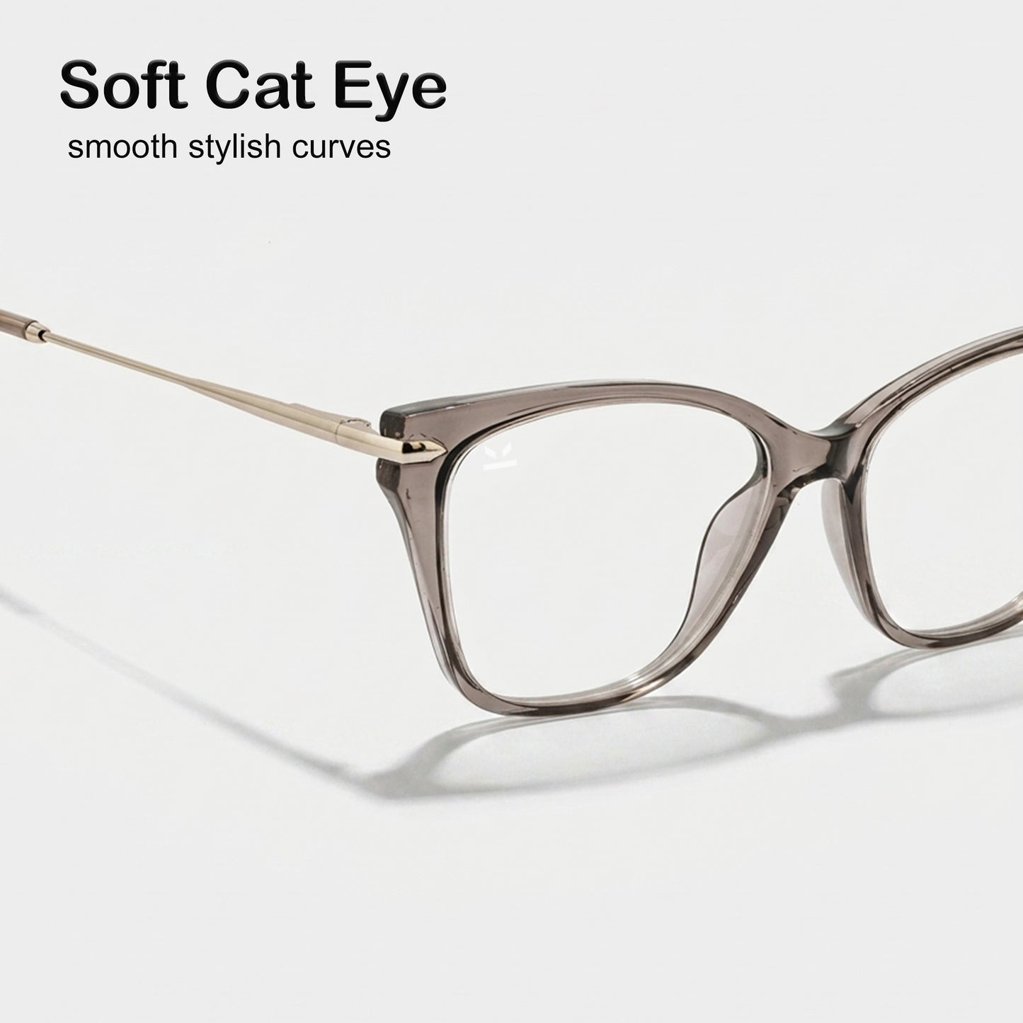 PERKEY Full Rim Cat Eye Transparent Grey Eyeglass Frame For Women - OPTL0023-C2