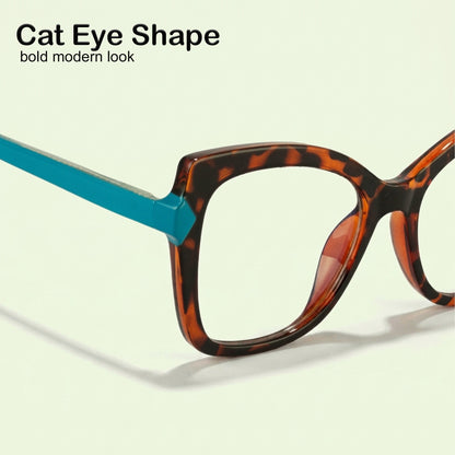 PERKEY Full Rim Cat Eye-Oversized Transparent Blue Cut Spectacles Frames Women - OPTL005-C2
