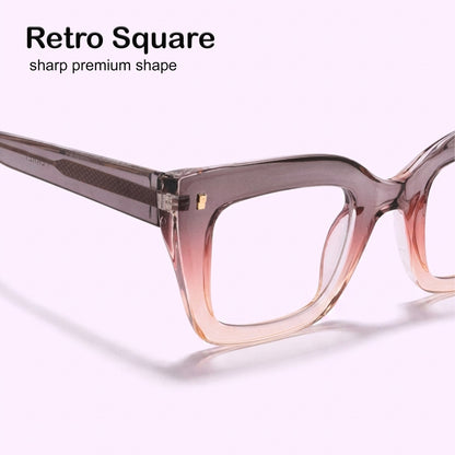 PERKEY Full Rim Retro Square Blue Light Cut & Antiglare Computer Eyeglasses For Women | Bold Style | - OPTL0016-C4