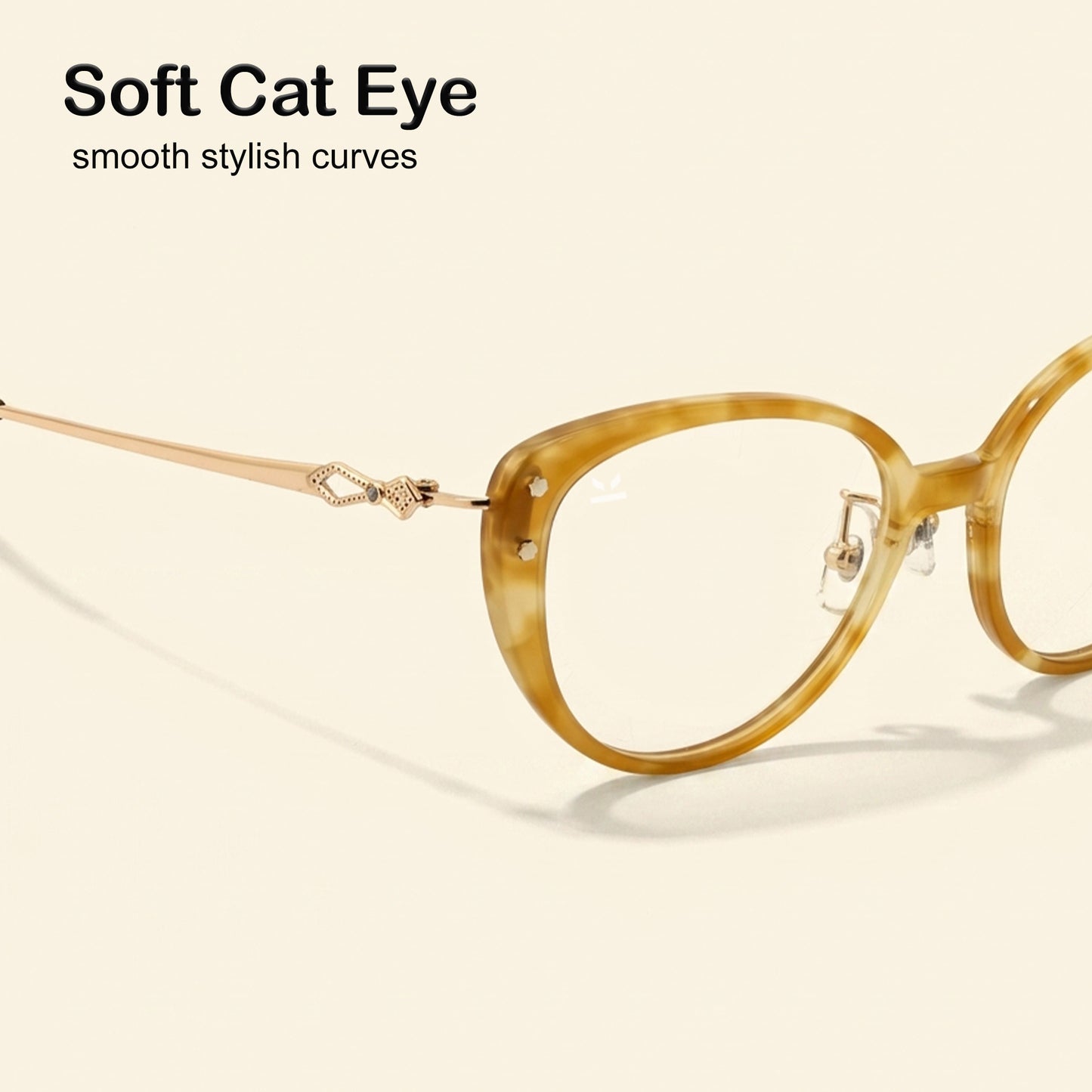 PERKEY Soft Cat Eye Biege Brown Fusion Eyeglass Frame For Women - OPTL0026-C4