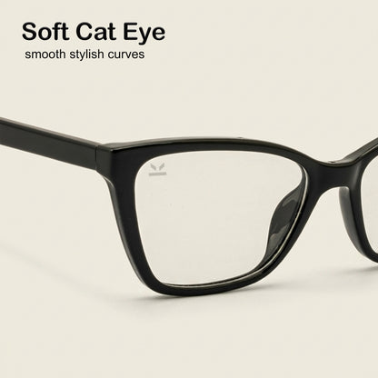 PERKEY Soft Cat Eye Full Rim Black Eyeglass Frame For Women - OPTL0021-C1