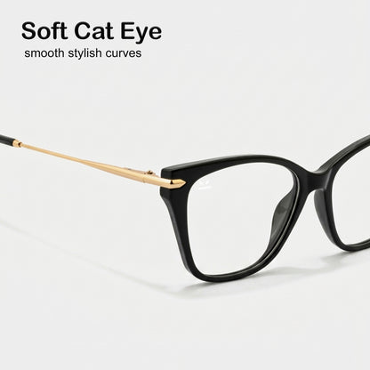 PERKEY Cat Eye Black Glossy Spectacle Frames For Women - OPTL0023-C1