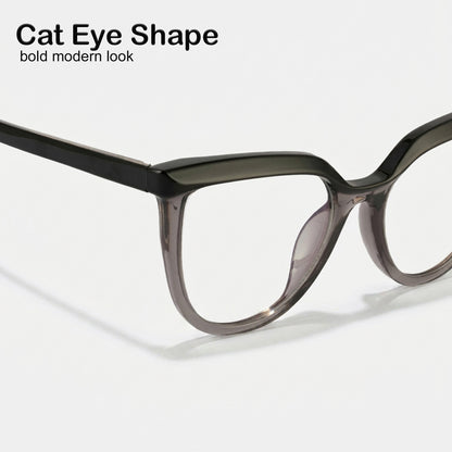 PERKEY Full Rim Oversized-Cat Eye Spectacle Frames For Women - OPTL006-C1