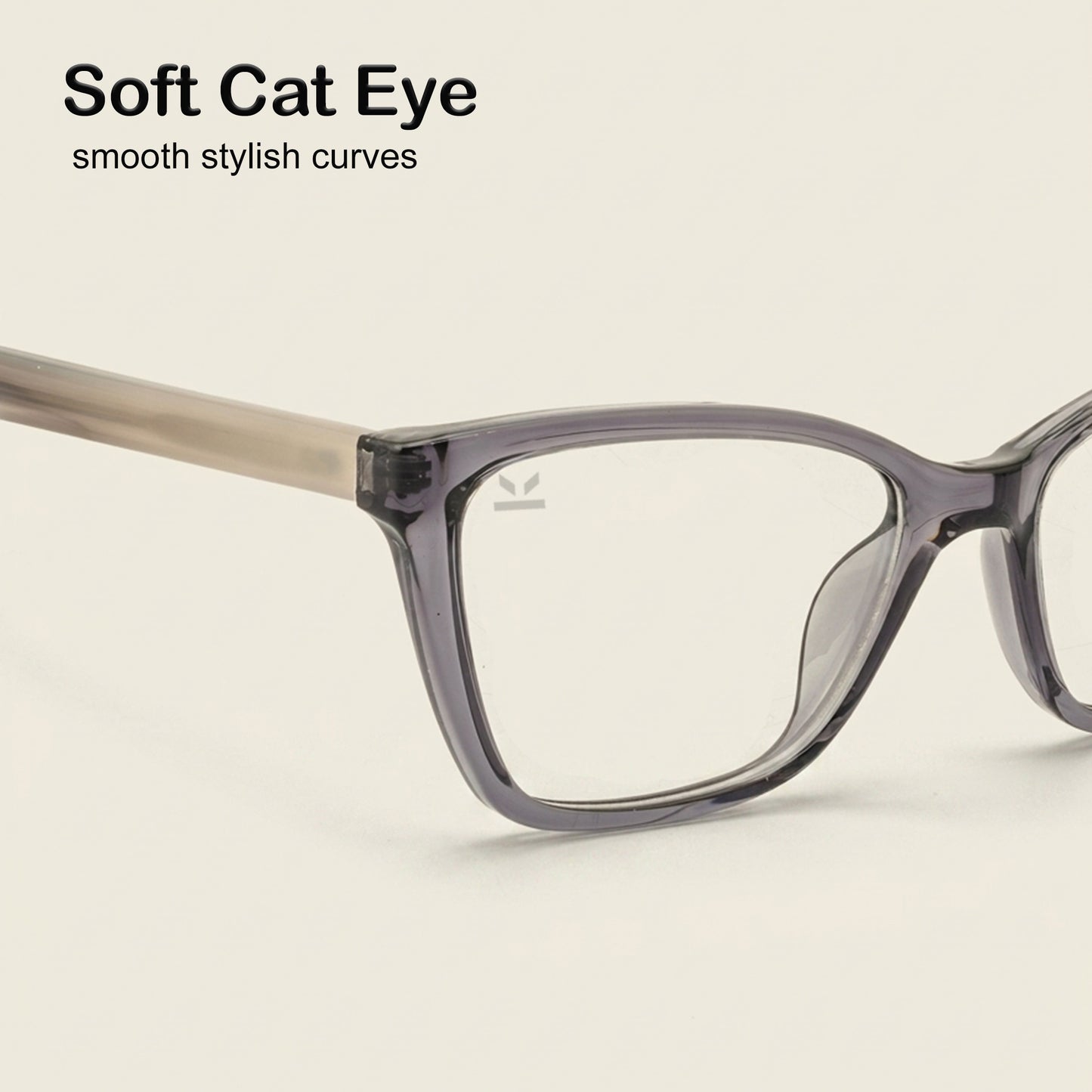 PERKEY Full Rim Soft Cat Eye Shiny Grey Spectacle Frames For Women - OPTL0021-C2