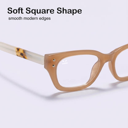 PERKEY Soft Square Glossy Pink Eyeglass Frame For Women - OPTL0022-C2