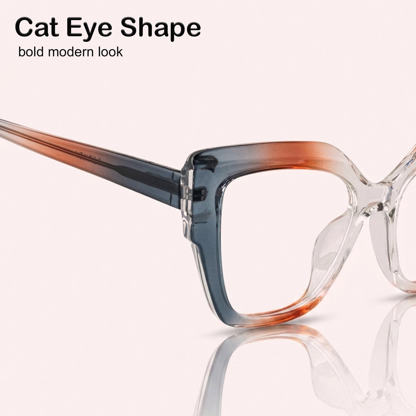 PERKEY Full Rim Cat Eye-Oversized Transparent Blue Cut Eyeglasses Women - OPTL001-C2