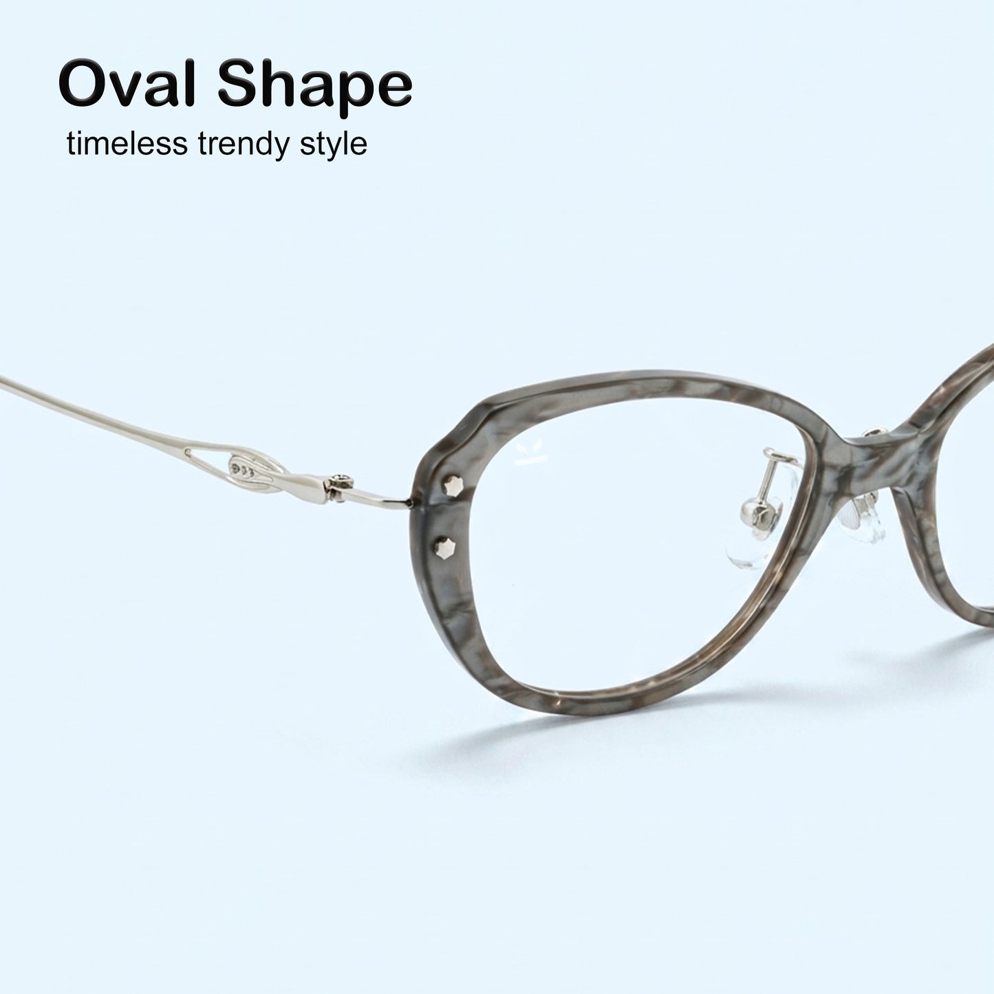 PERKEY Small Full Rim Oval Stone Grey Eyeglass Frame For Women- OPTL0025-C2