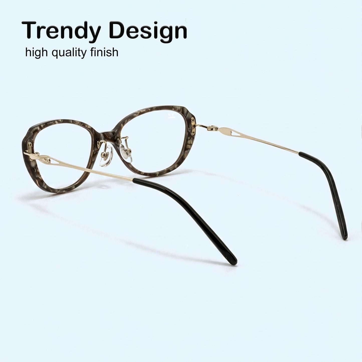 PERKEY Small Full Rim Oval Stone Grey Eyeglass Frame For Women- OPTL0025-C2