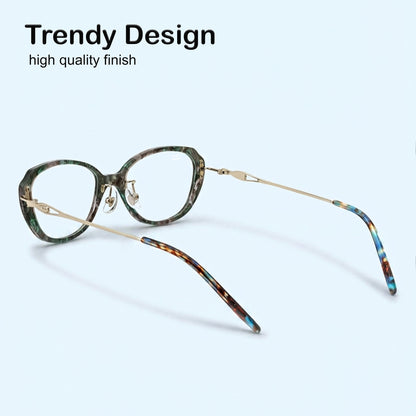 PERKEY Small Fit Oval Green Fusion Eyeglass Frames For Women - OPTL0025-C4