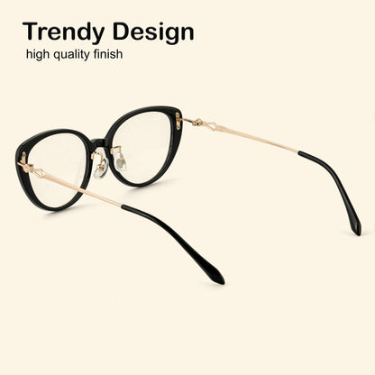 PERKEY Full Rim Soft Cat Eye Black Spectacle Frames For Women - OPTL0026-C1