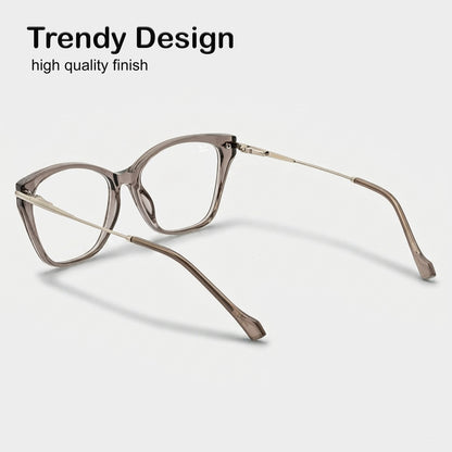 PERKEY Full Rim Cat Eye Transparent Grey Eyeglass Frame For Women - OPTL0023-C2