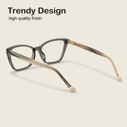 PERKEY Full Rim Soft Cat Eye Shiny Grey Spectacle Frames For Women - OPTL0021-C2