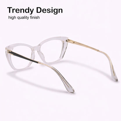 PERKEY Cat Eye Bold Glossy Transparent Spectacle Frame For Women - OPTL0024-C2
