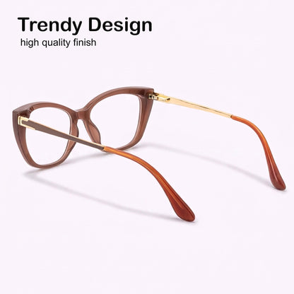 PERKEY Full Rim Soft Cat Eye Glossy Purple Eyeglass Frame For Women - OPTL0024-C3