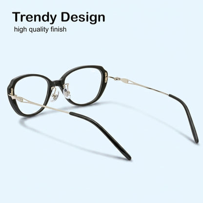 PERKEY Full Rim Oval Black Eyeglass Frame For Women  - OPTL0025-C1