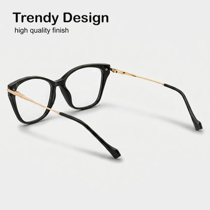 PERKEY Cat Eye Black Glossy Spectacle Frames For Women - OPTL0023-C1