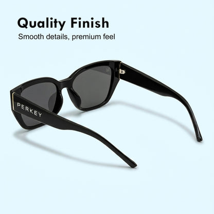 PERKEY UV Protection Retro Square Full Rim Black Sunglasses for Men & Women – PRKY0023-C1