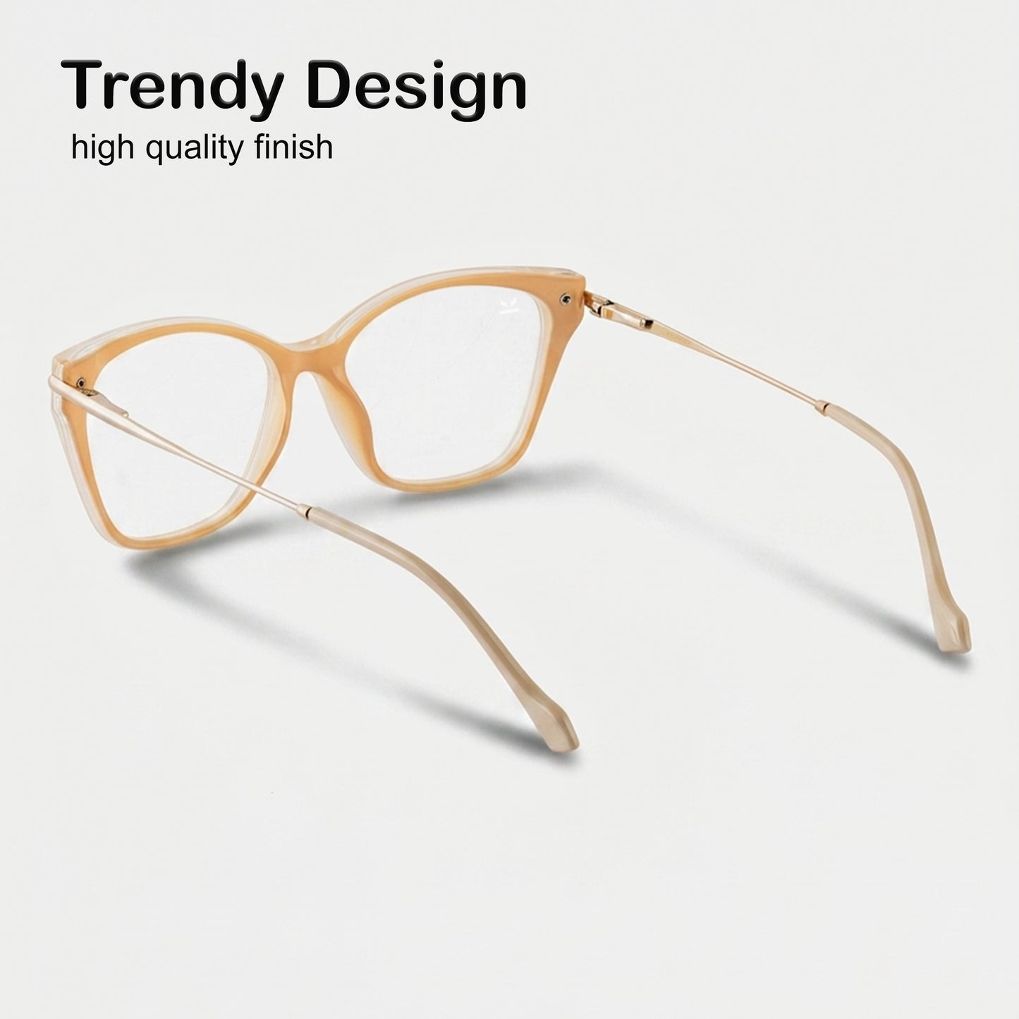 PERKEY Cat Eye Glossy Biege Eyeglass frame For Women - OPTL0023-C4