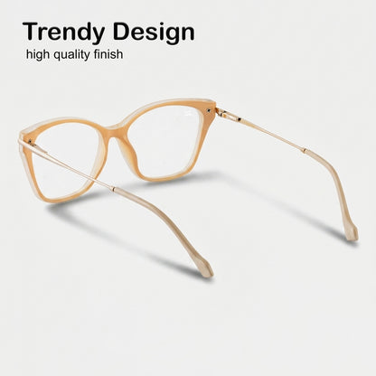 PERKEY Cat Eye Glossy Biege Eyeglass frame For Women - OPTL0023-C4