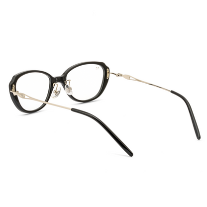 PERKEY Full Rim Oval Black Eyeglass Frame For Women  - OPTL0025-C1