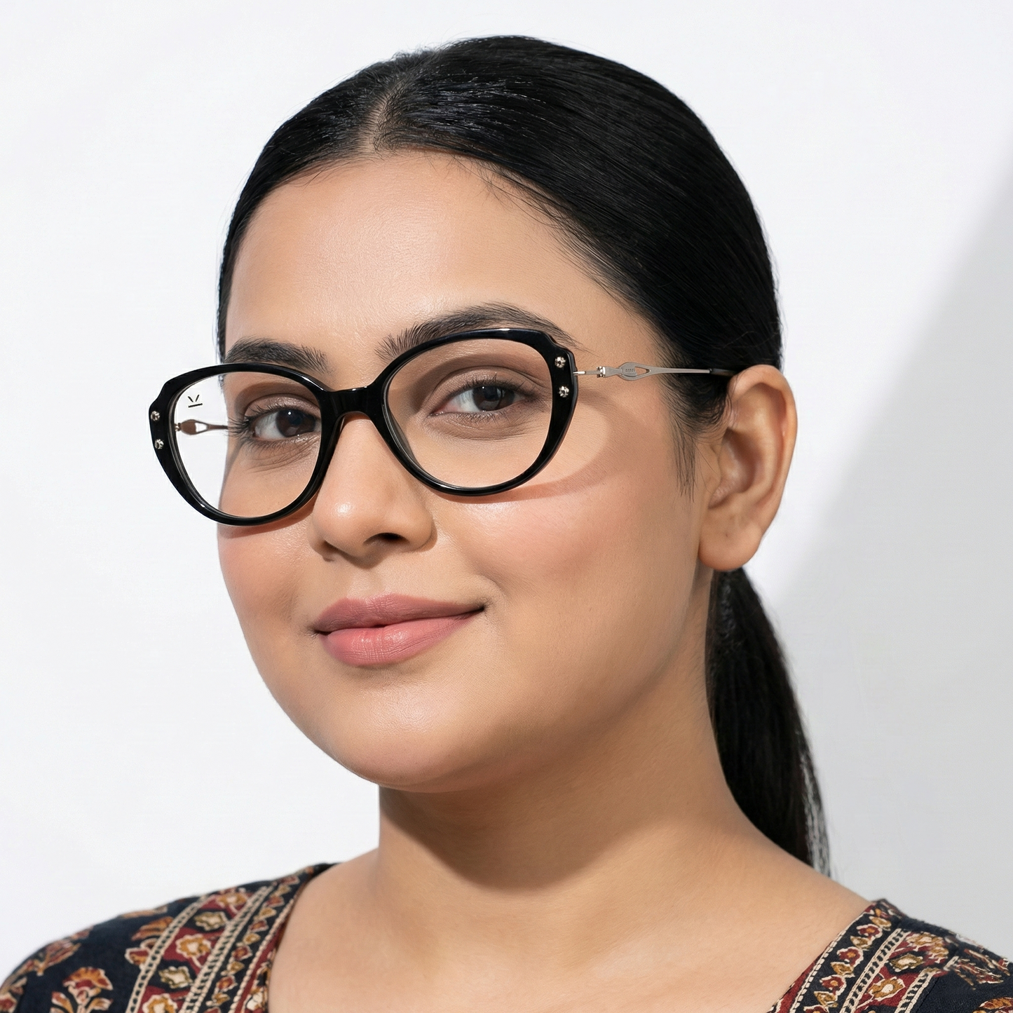 PERKEY Full Rim Oval Black Eyeglass Frame For Women  - OPTL0025-C1