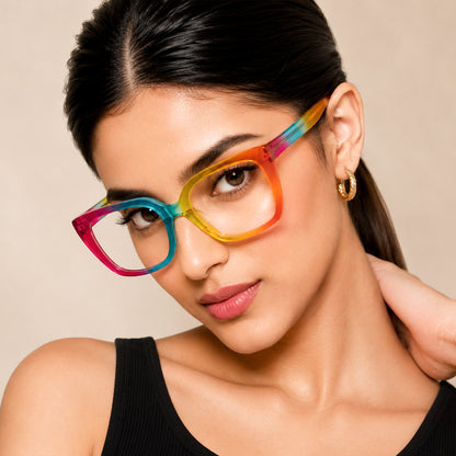 PERKEY Full Rim Square-Oversized Blue Light Blocking Spectacles Frames For Men Women - OPTL002-C3