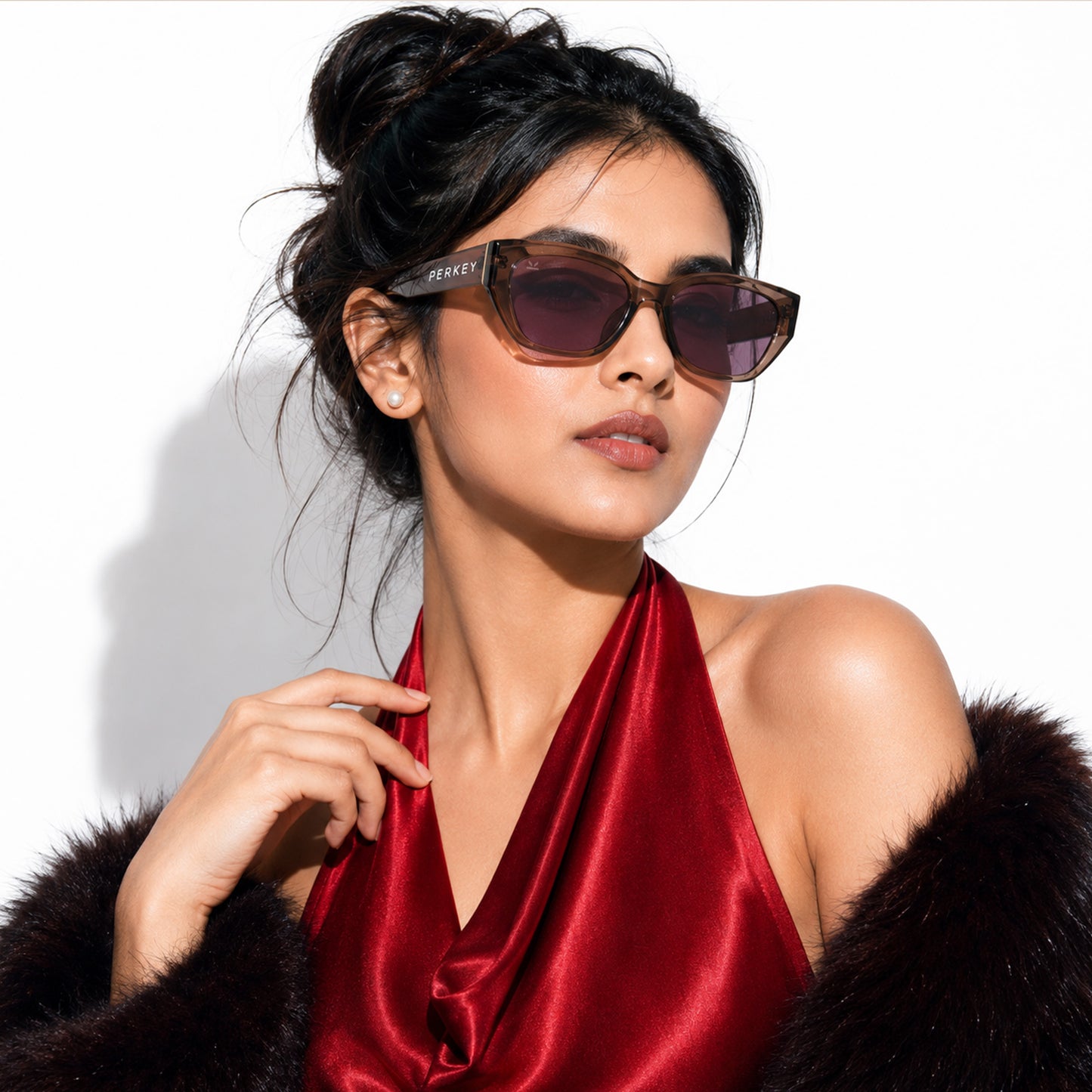PERKEY UV Protection Retro Square Brown Sunglasses for Men & Women – PRKY0023-C2