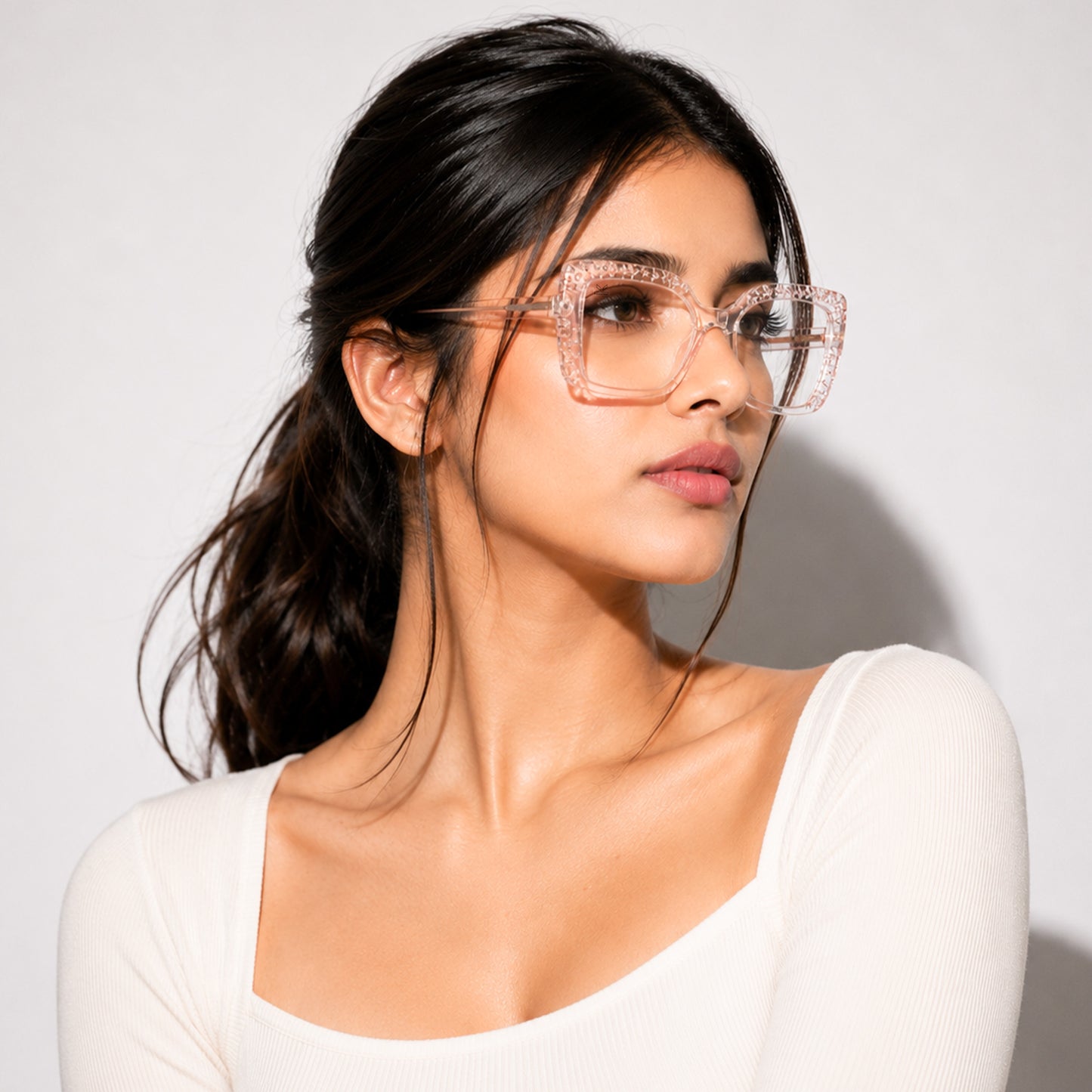 PERKEY Square Full Rim Anti Glare Specs for Women - OPTL0020-C4