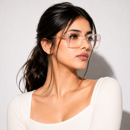 PERKEY Square Full Rim Anti Glare Specs for Women - OPTL0020-C4