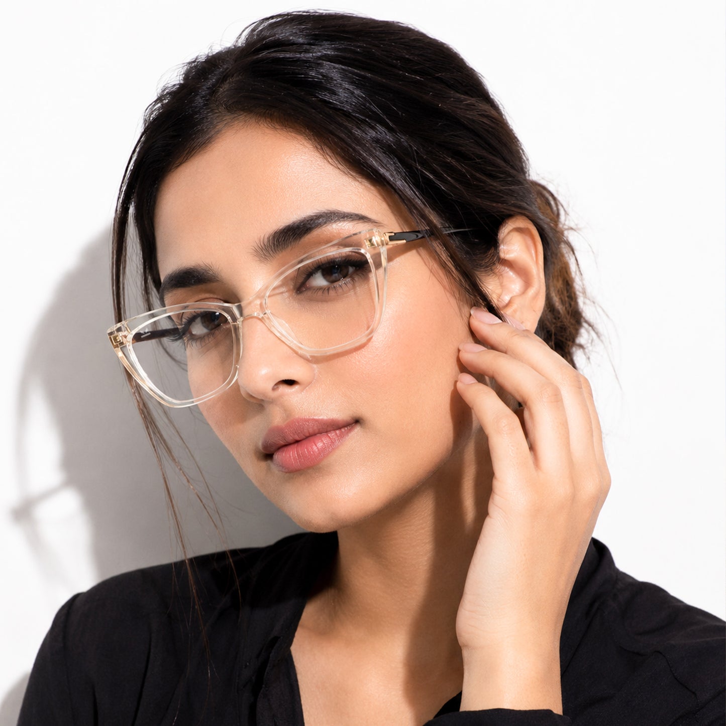 PERKEY Cat Eye Bold Glossy Transparent Spectacle Frame For Women - OPTL0024-C2