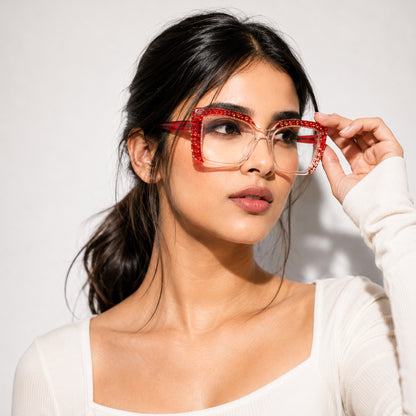 PERKEY Square Full Rim Computer Glasses for Women - OPTL0020-C3