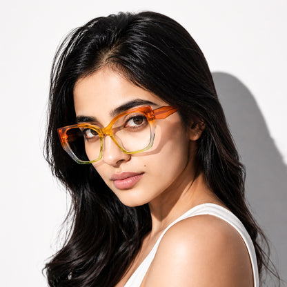 PERKEY Full Rim Cat Eye-Oversized Transparent Computer Blue Cut Spectacles Frames Men Women - OPTL0012-C5