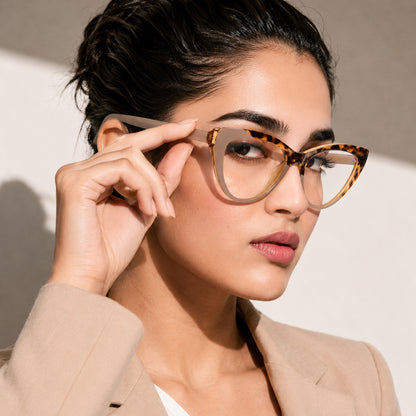 PERKEY Full Rim Cat Eye Blue Cut Frames For Women - OPTL0010-C2