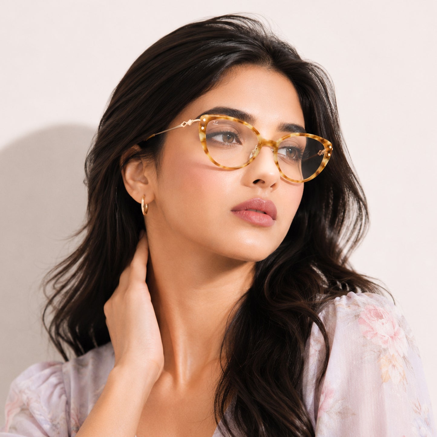 PERKEY Soft Cat Eye Biege Brown Fusion Eyeglass Frame For Women - OPTL0026-C4