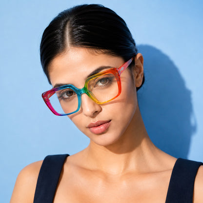 PERKEY Full Rim Square-Oversized Blue Light Blocking Frames Men Women - OPTL007-C3