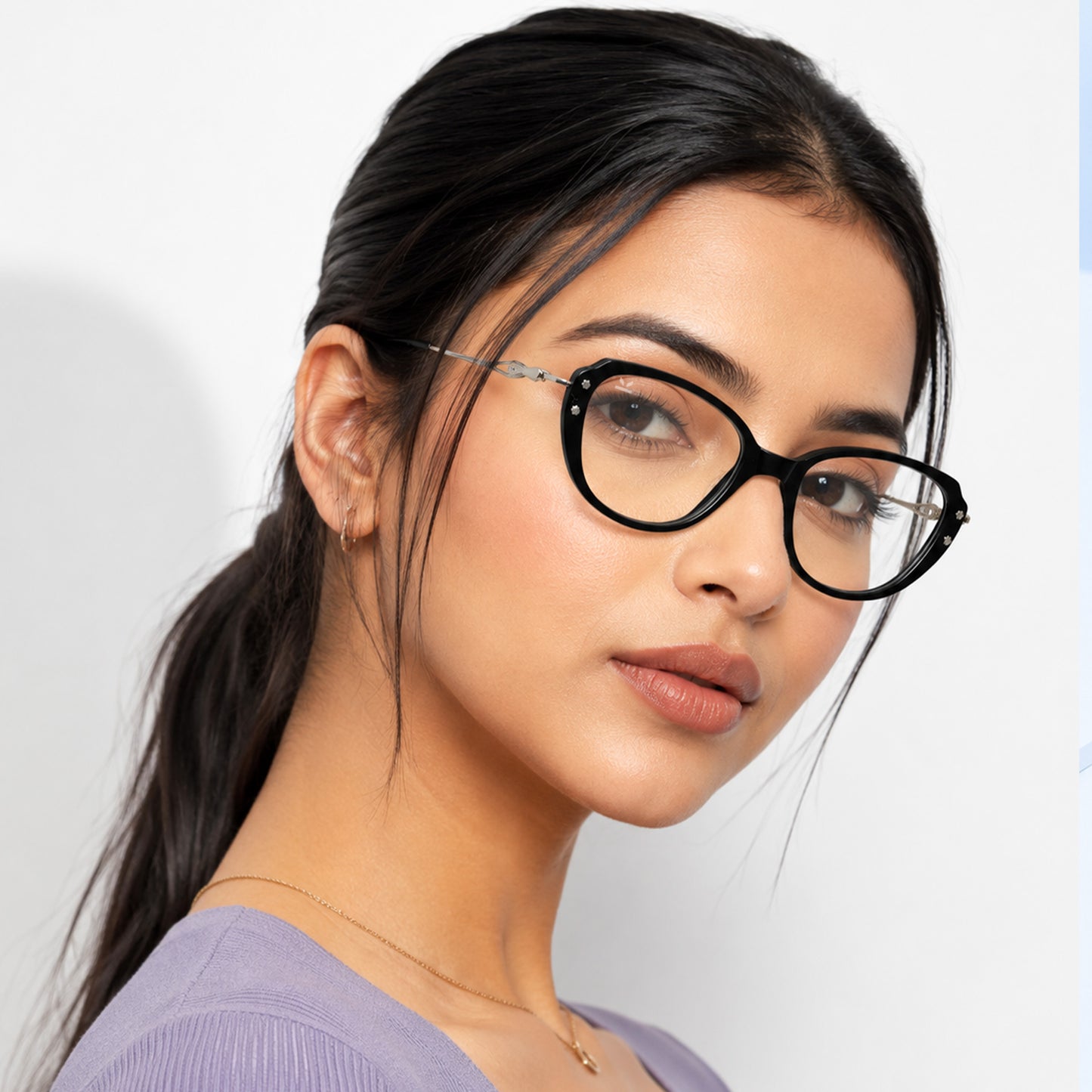 PERKEY Full Rim Oval Black Eyeglass Frame For Women  - OPTL0025-C1