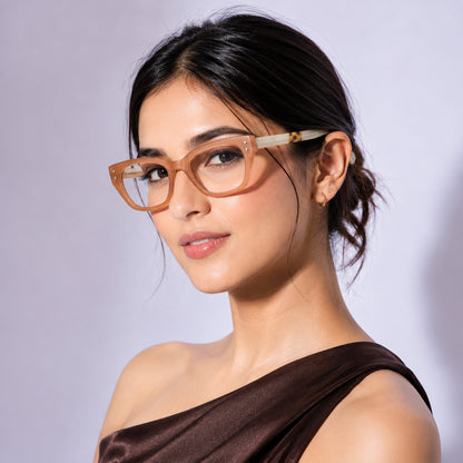 PERKEY Soft Square Glossy Pink Eyeglass Frame For Women - OPTL0022-C2