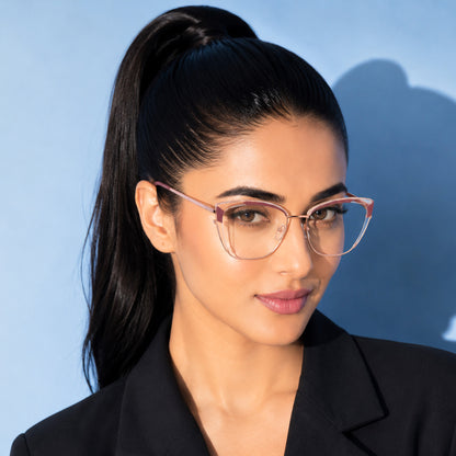 PERKEY Full Rim Cat Eye Blue Light Cut & Antiglare Computer Eyeglasses For Women | Stylish | - OPTL0018-C4