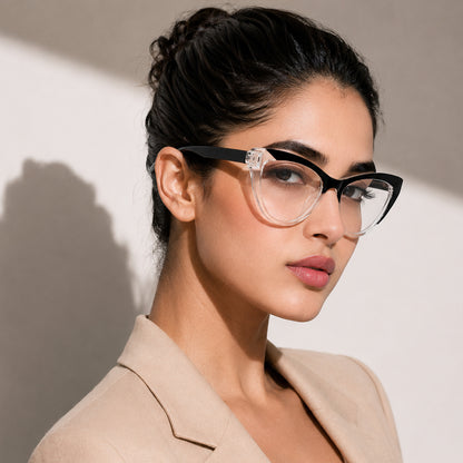 PERKEY Cat Eye Black White Fusion Computer Glasses For Women - OPTL0010-C4