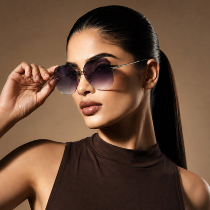 PERKEY UV Protected Stylish Rimless Sunglasses For Women - PRKY0015-C1