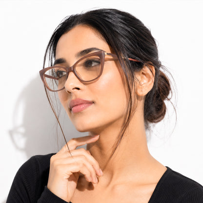PERKEY Full Rim Soft Cat Eye Glossy Purple Eyeglass Frame For Women - OPTL0024-C3