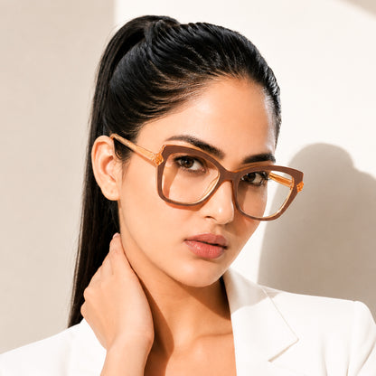 PERKEY Full Rim Cat Eye-Oversized Computer Glasses For Eye Protection Women - OPTL005-C1