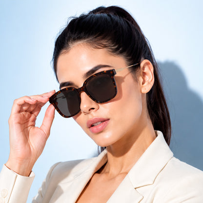 PERKEY Square-Oversized Black UV Protected Chasma Shades Men Women - PRKY0013-C3