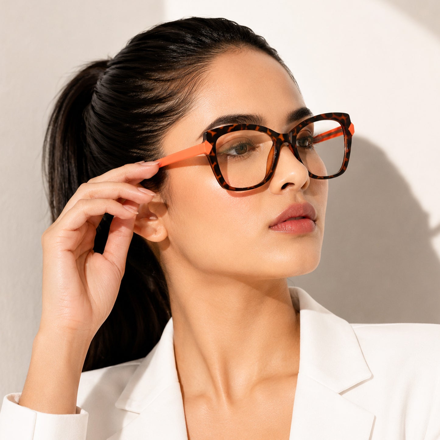 PERKEY Full Rim Cat Eye-Oversized Blue Block Spectacles Frames For Women - OPTL005-C3