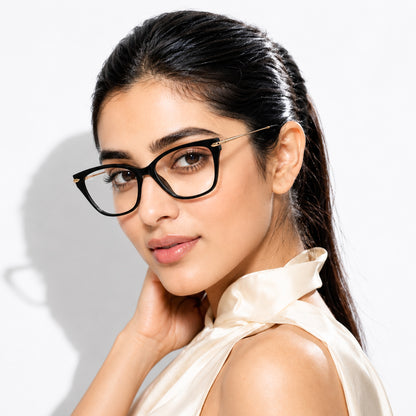 PERKEY Cat Eye Black Glossy Spectacle Frames For Women - OPTL0023-C1
